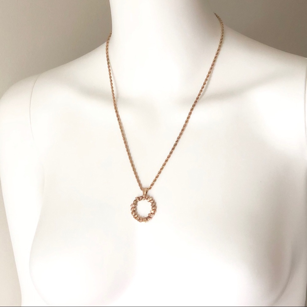 Vintage 14K Gold Nuggets w/Diamonds Rope Chain